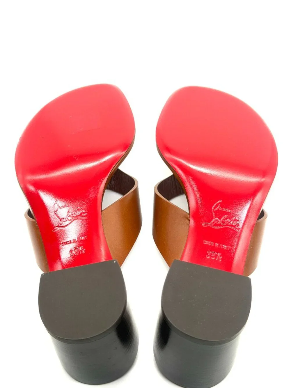 Christian Louboutin JANETONGA 55 Leather Thong Mule Sandals Heels Shoes - Picture 15 of 16